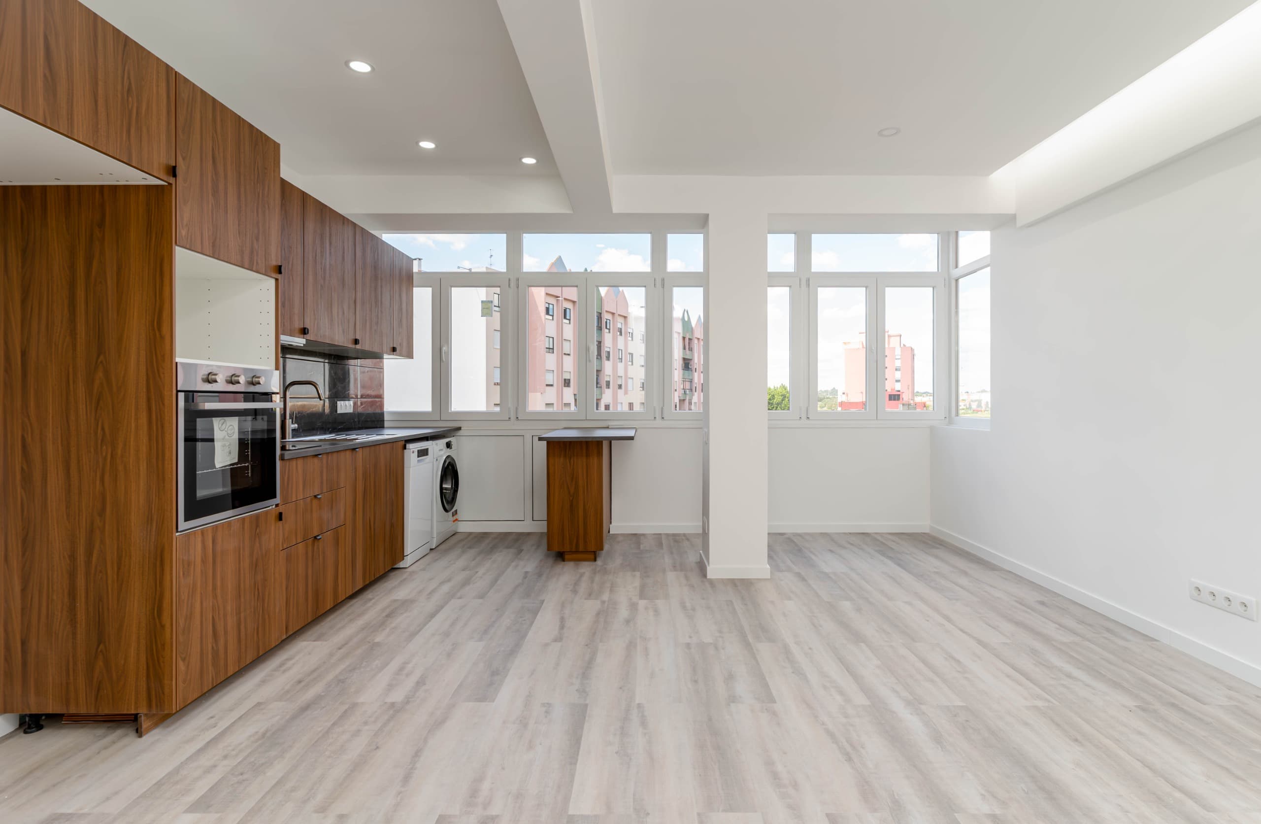 Modern family house at sunset